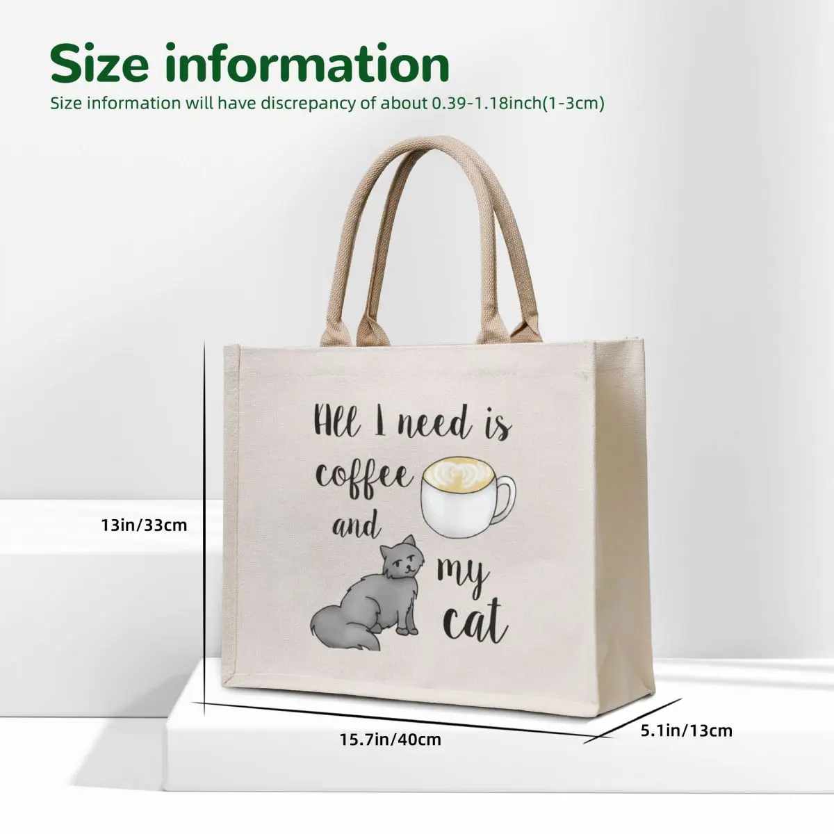 All I Need is Coffee and my Cat Tote Bag woman shopping bag Women's bags shopping bag logo tote screen