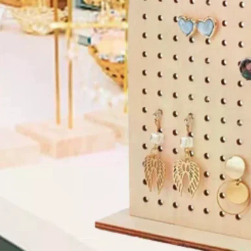 

〔CC〕|1pcs Wood Earring Display Stand 144 Holes Wooden Pegboard Display Stand Earring Holder Jewelry Organizer Rack〔88〕