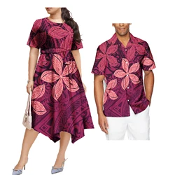 Best Price Polynesian Tonga Tribal Women Elegant Island Dress Matching Plus Size Mens Shirts Couple Clothes