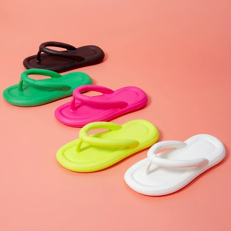 Summer Candy Colors Flip Flops Beach 2023 New Soft Bottom Flat Slippers Women Men Outdoor Comfy Non Slip Flat Slide Sandals Ship