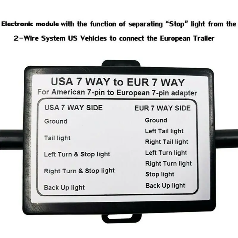 Prominent 4X USA To EU Trailer Light Converter US 7-Way Blade Socket To EU 7-Pin Round Plug