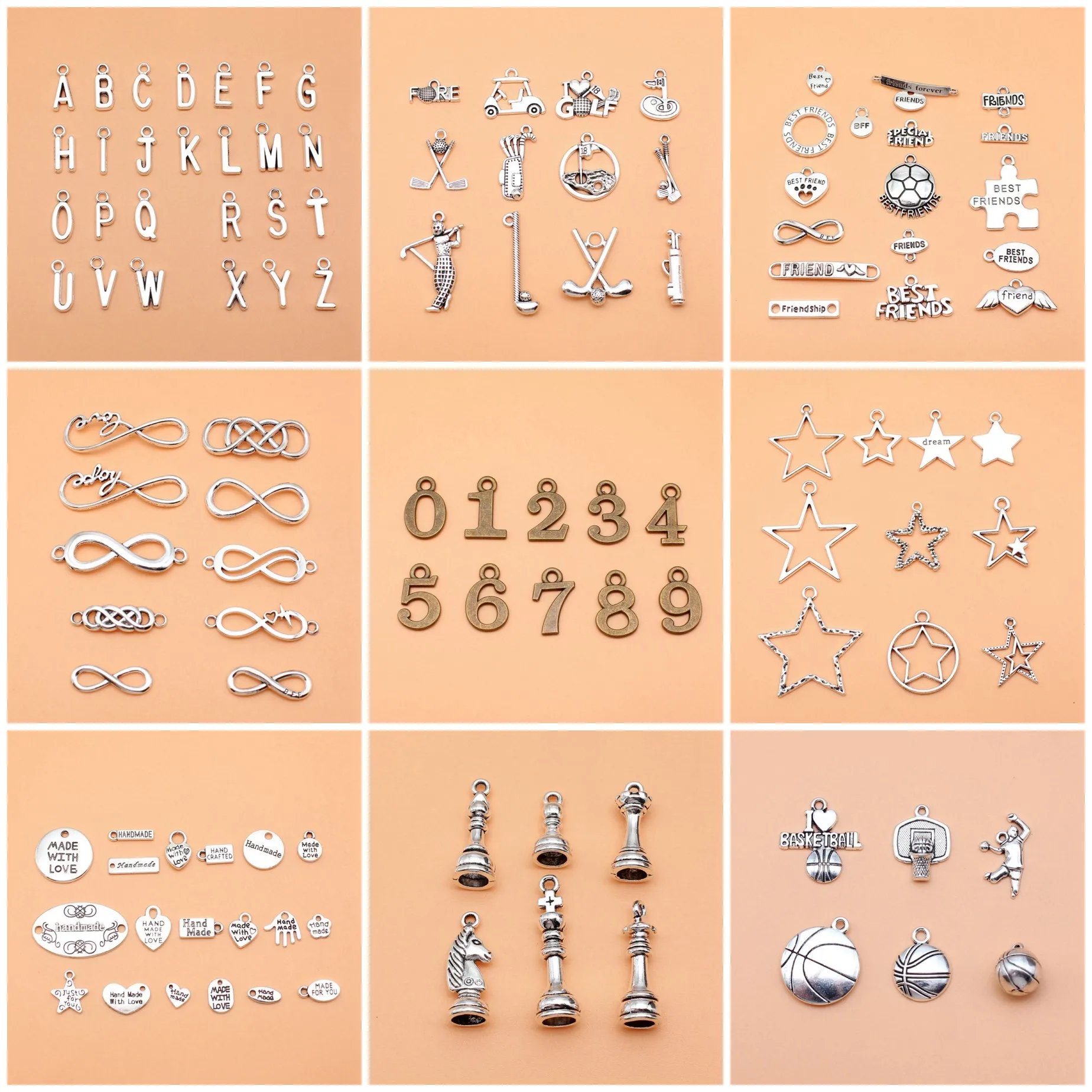 Study Sports Mixed Pattern Charms Pendant Bulk Jewelry Set Charm Pendant For Bracelet Necklace Earring Jewelry Making Findings
