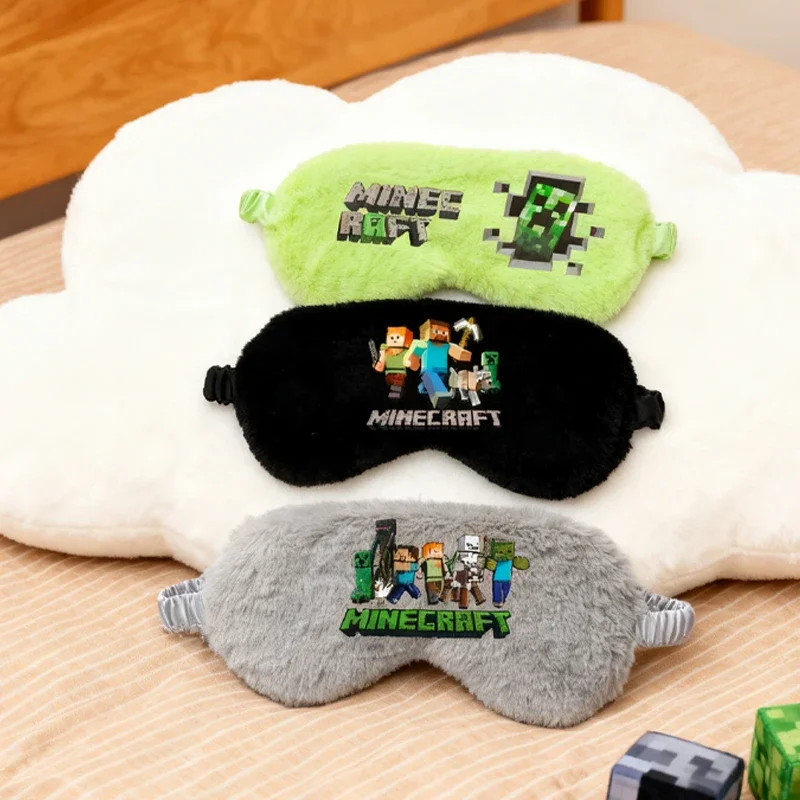 Game Theme Soft Plush Eye Masks Sleeping Mask  Minecrafted Sleeping Blindfold Eye Cover Boys Male Plush Mask Fashion Eyepatch