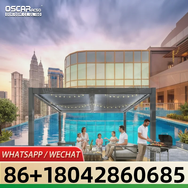 Factory Wholesale OEM Outdoor Aluminum Electric Retractable Waterproof Garden Pavilion Ideal for Backyards Patios and Picnics pe