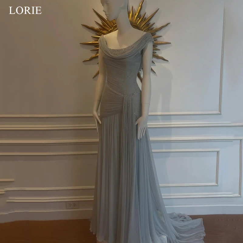 LORIE Bezaubernde Chiffon-Partykleider mit Falten, ärmellos, mit Perlen verziert, Abendkleid, drapiert, A-Linie, Ballkleider, individuell gestaltet