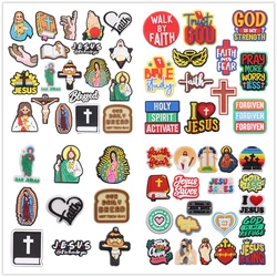 9-20Pcs Christianity God Bless Jesus PVC Adult Shoe Charms Religion Faith Garden Shoes Buckle Decorations Fit Gifts