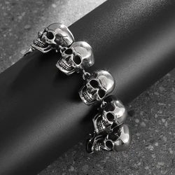 Retro Gothic Domineering Skull Bracelet Suitable for Men's Personality Trend Motorcycle Riding Rock Jewelry Accessories