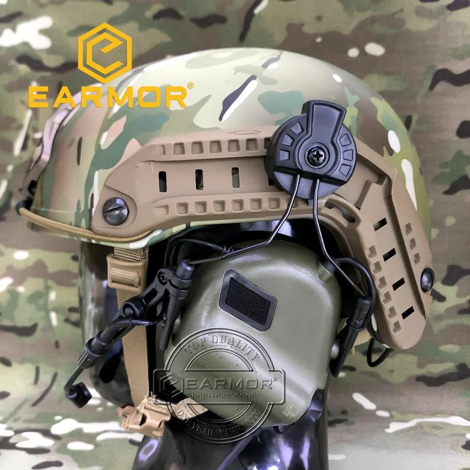 EARMOR M32H MOD4 Tactical Headset New ARC Rail Adapter Noise Canceling Aviation Communication Headphone for Fast Helmet Rail