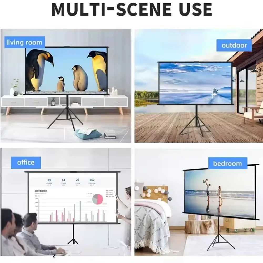 شاشة عرض فيلم مع حامل أبيض مضاد للضوء Alr 120 بوصة شاشة عرض ثلاثية القوائم للفناء الخلفي للمسرح الخارجي #6