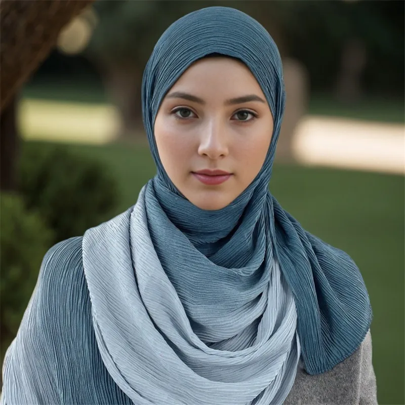 Autumn Winter Long Scarves Shawls Gradient Color Scarf Neckerchief Tudung Bawal Headscarf Head Wraps Muslim Hijabs Moslem Hijab