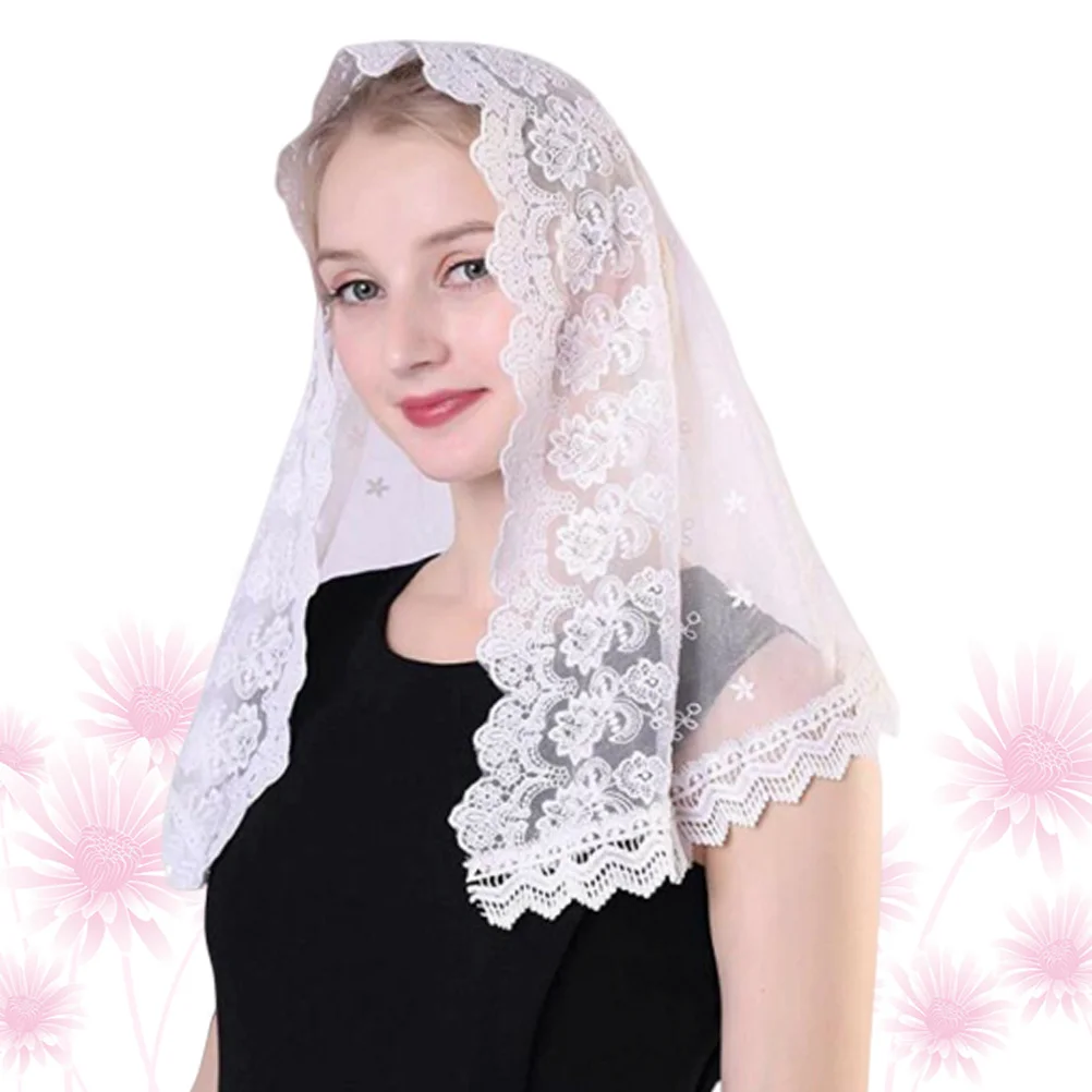 Women Accessories Scarf Catholicism Head Muslim Fashion Neckerchief Covering White Lace Veil Bride