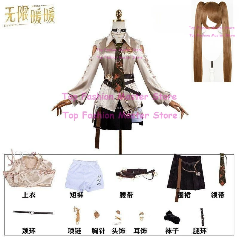 

Itzan Cosplay Game Nikki Cosplay Infinity Cosplay Costume Woman Top Skirt Wig Set Halloween Party Outfits for Women Girl
