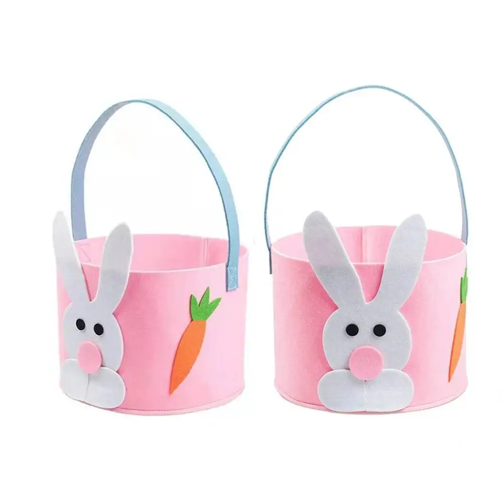 White Pink Bunny Costumes for Baby Girls Birthday Halloween Dresses for Kids Easter Holiday Outfit with Rabbit Ears Handbasket