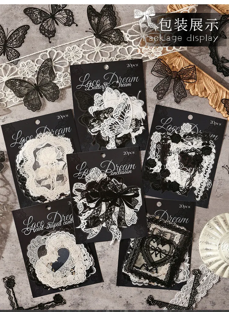 20 Teile/paket Spitze Traum Serie Aufkleber Material Perfekt für Journaling Diy Scrapbooking Liefert – Detail 3