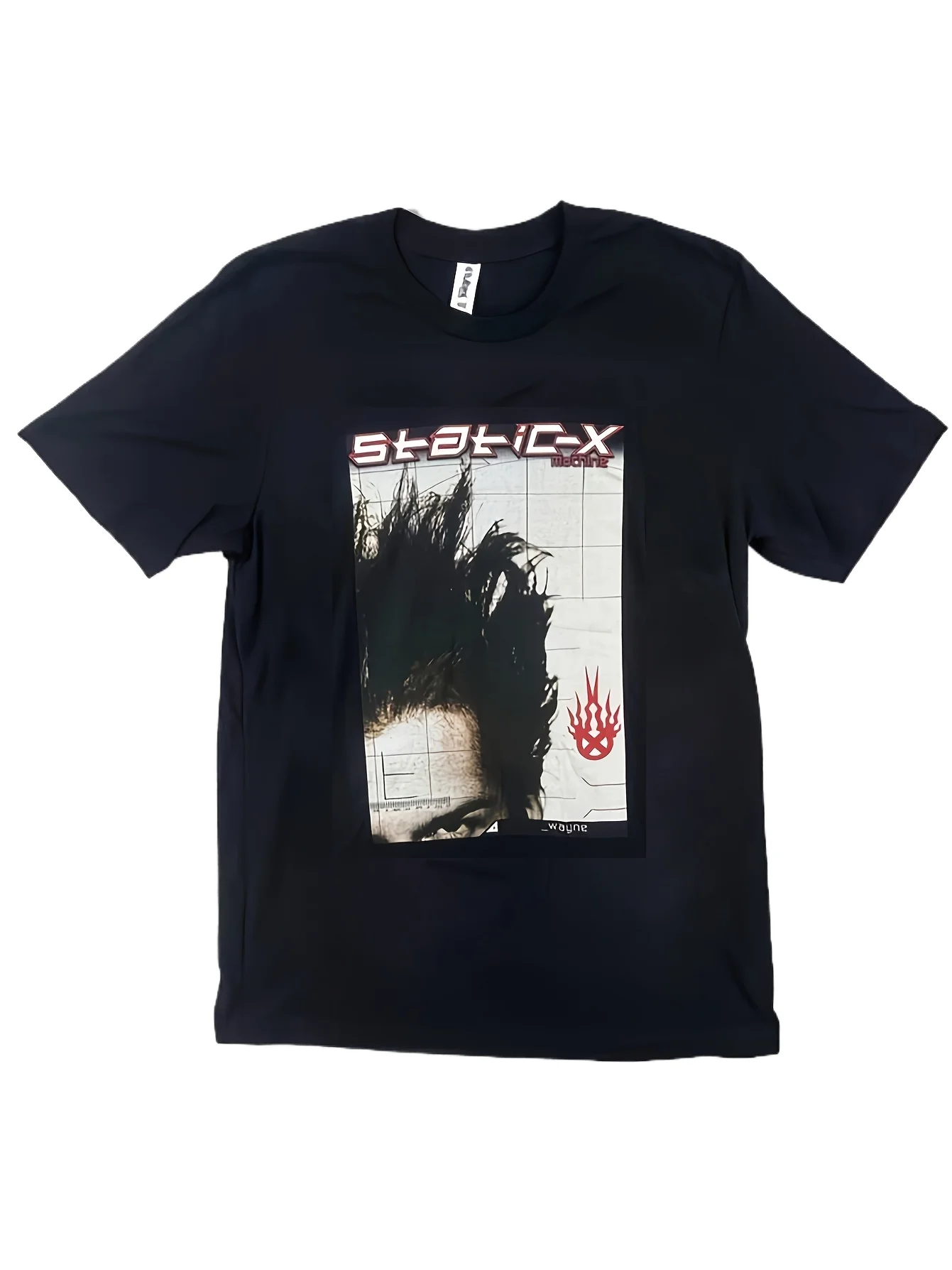 Tultex 502 Black Nu Metal T-shirt Static X Machine Wayne Static Men's Deconstructive Retro Stripe Printed Black T-shirt 230g
