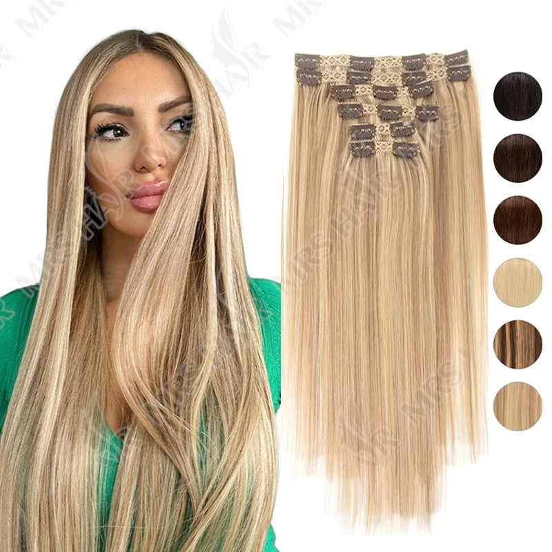 Clip in Hair Extension Human Hair Machine Remy 24inch 240g Full Head  Real Natural Hair Extensions Thinck End  Hair Clips 6PCS