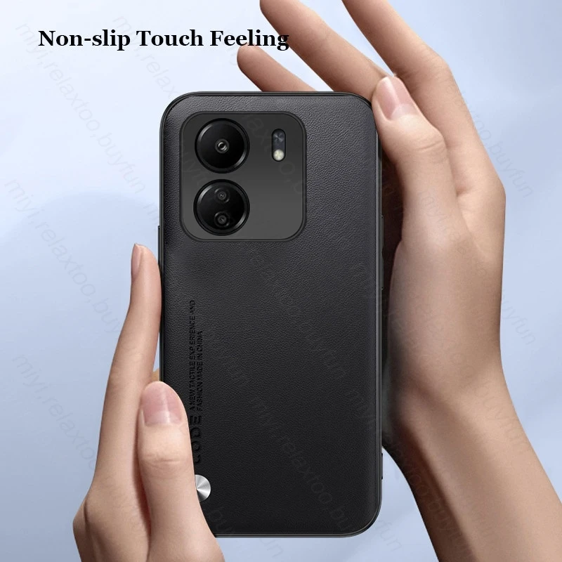 Plain Skin Leather Back Cover For Xiaomi Redmi 13C 4G Case Soft Bumper Silicone Shockproof Coque Redmi13C Redmi 13C 13 C C13 4G