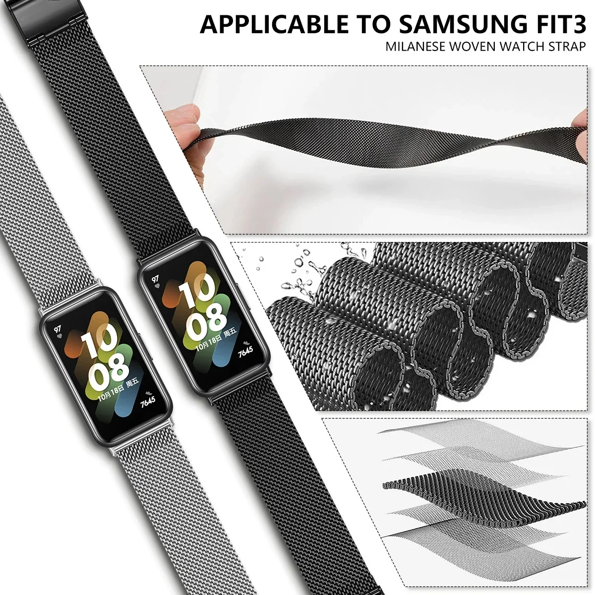 Metal Strap For Samsung Galaxy Fit 3 SM-R390 Stainless Steel Watchband Breathable Bracelet Correa For Samsung Galaxy Fit3 Band