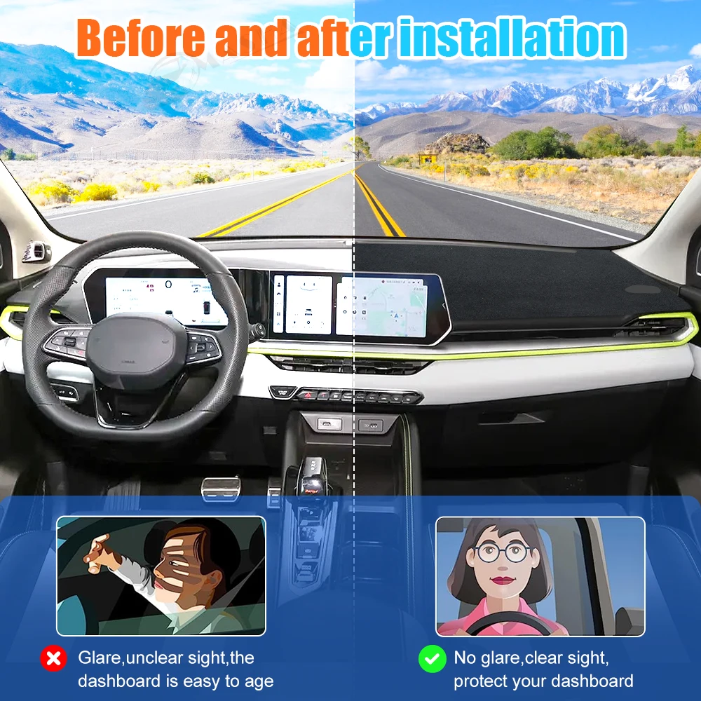 Car Dashboard Cover Mat For For Geely Coolray 2022 2023 2024  Accessories Dash Cover Nonslip Dash Board Carpet Anti-Glare