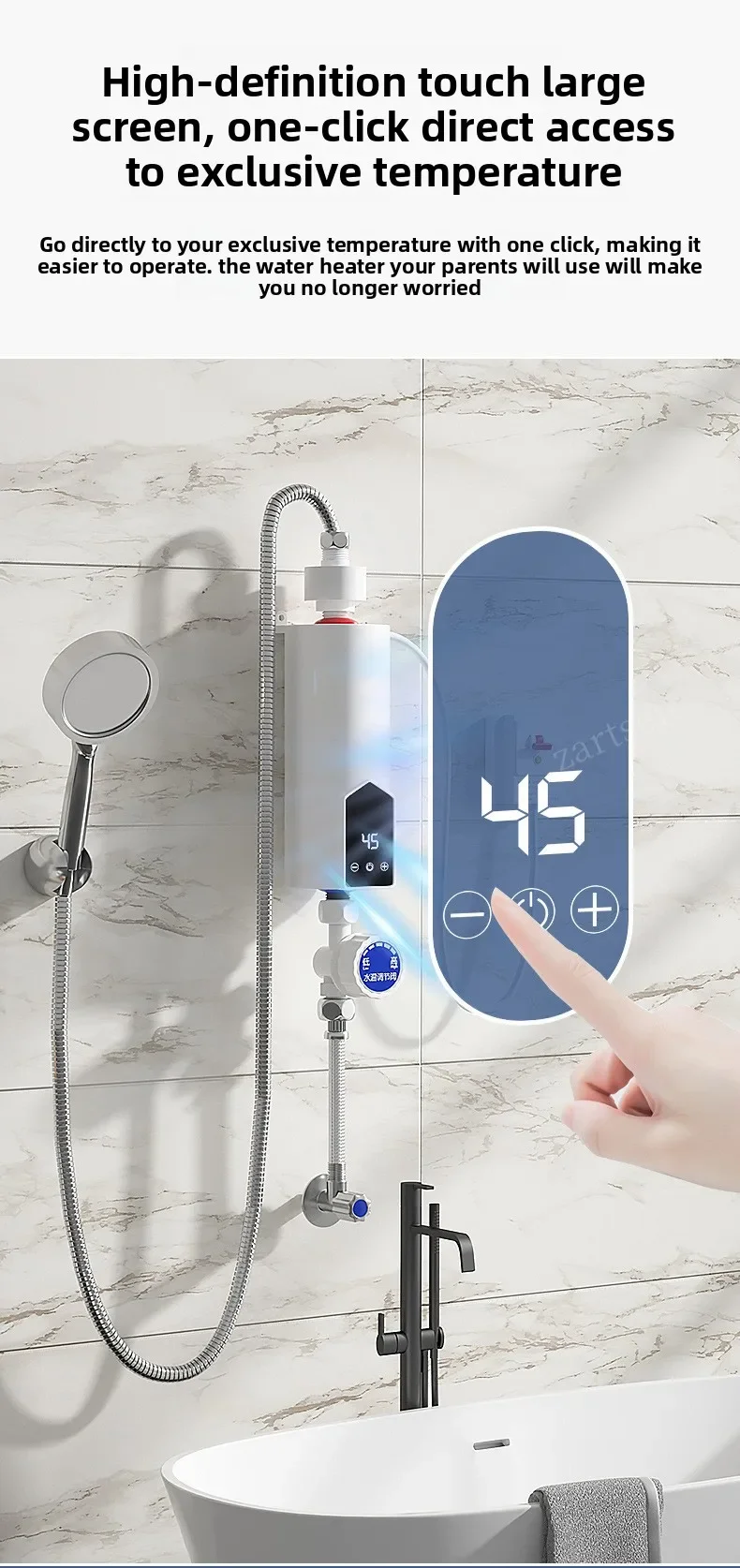Instant Water Heater 220V Portable Electric Heaters for Bathroom Hot Water Shower and Home Kitchen Heating