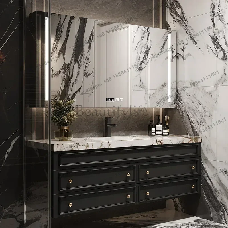 LDModern Bathroom Vanity Solid Wood Boards Smart Home Improvement Furniture Fixture Bathroom Cabinets Vanities Cabinet