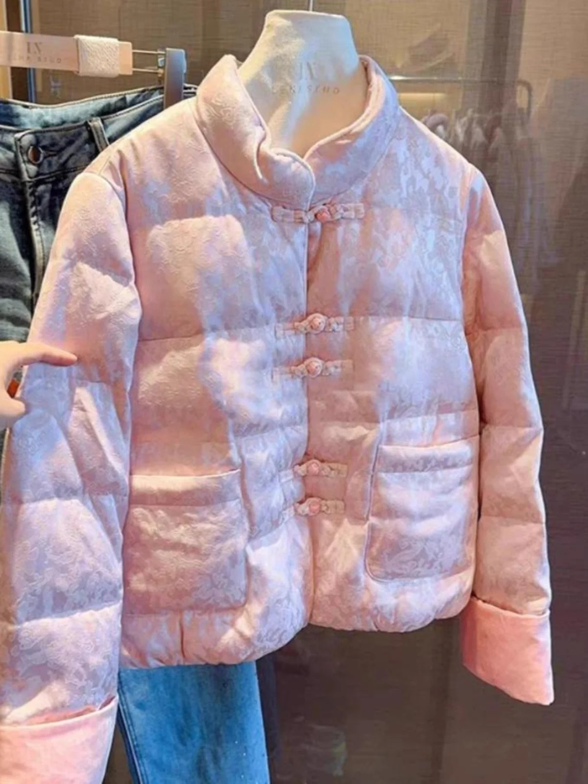 

New Chinese Sle Cotton Jaet Women's Embroidery Design National Sle Button Tang Suit ort down Cotton Coat