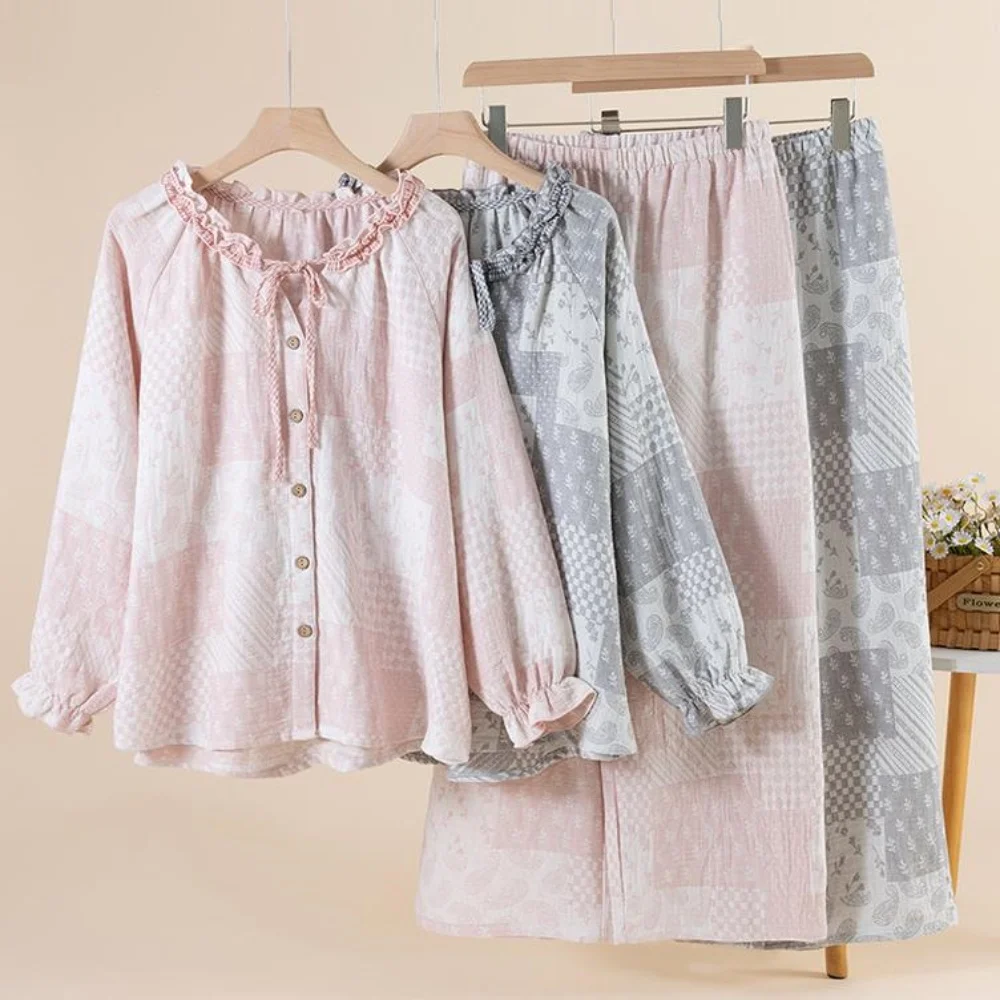 

Осенняя одежда для сна, хлопковые пижамы, пижамные комплекты для женщин, пижама с цветочным принтом, 202, домашняя одежда с длинными рукавами для сна, мягкий женский костюм