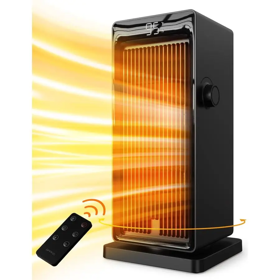 

Heater, 1500W Space Heaters for Indoor Use Electric Heater for Bedroom, ECO Thermostat 90 Oscillating 24H Timer, Fast Heating, R