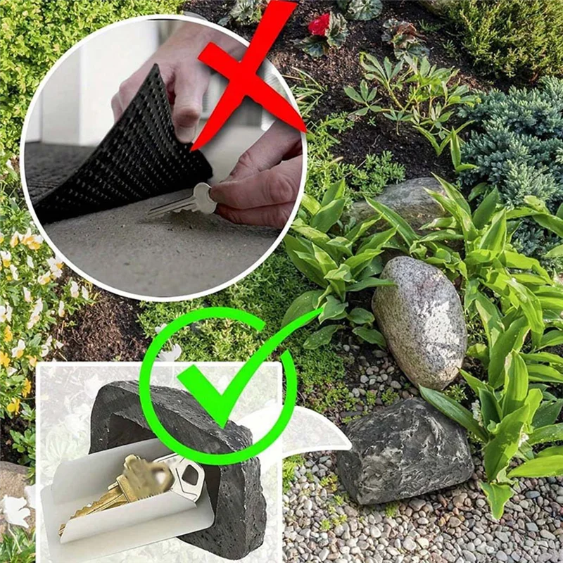 N93R 4PCS Spare-Key Rock - Looks & Feels Like Real Stone - Safe For Outdoor Garden Or Yard, Key Hider Box Easy Install