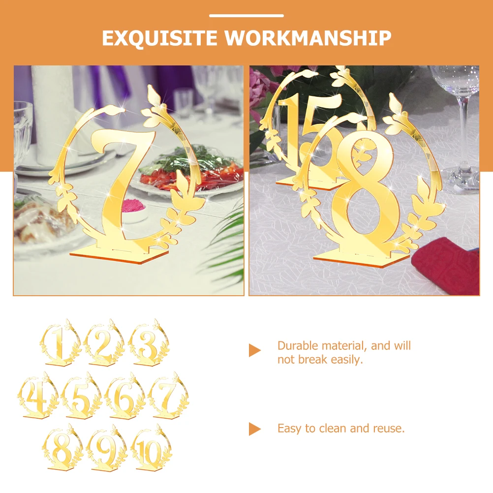 

10Pcs Wedding Table Number Holders Premium Material Long-Lasting Use Clear Number Visibility Perfect for Cafe Restaurant