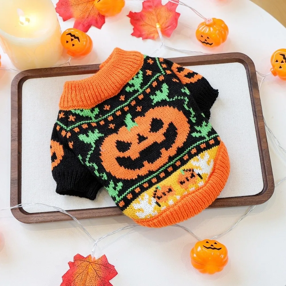 Turtleneck Design Halloween Dog Sweater Warm Pumpkin Costume Pumpkin Pet Sweater Soft Comfortable Cat Sweatershirt Small Dogs - Image 2