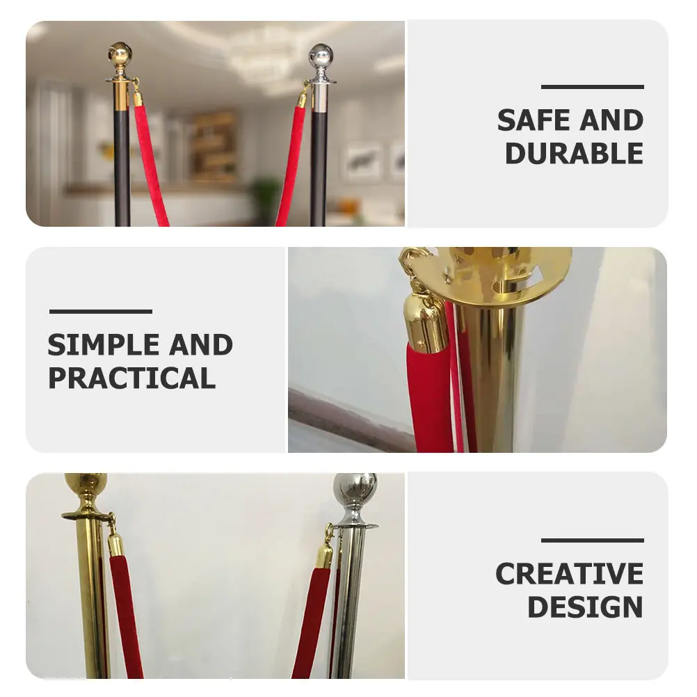 2Pcs Red Stanchions Rope with Stainless Steel Hooks Crowd Control Barrier Rope for Hotels Museums Banks Red Carpet Events Queue