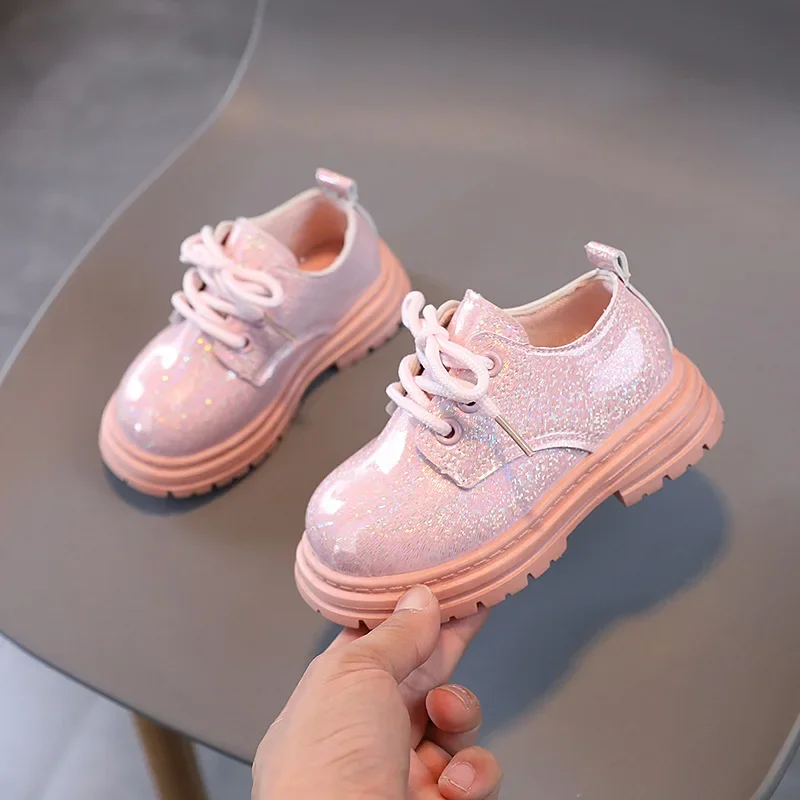 

2023 new girls leather shoes simple shiny breatheable non-slip solid color fashion kids loafers glossy soft spring autumn simple