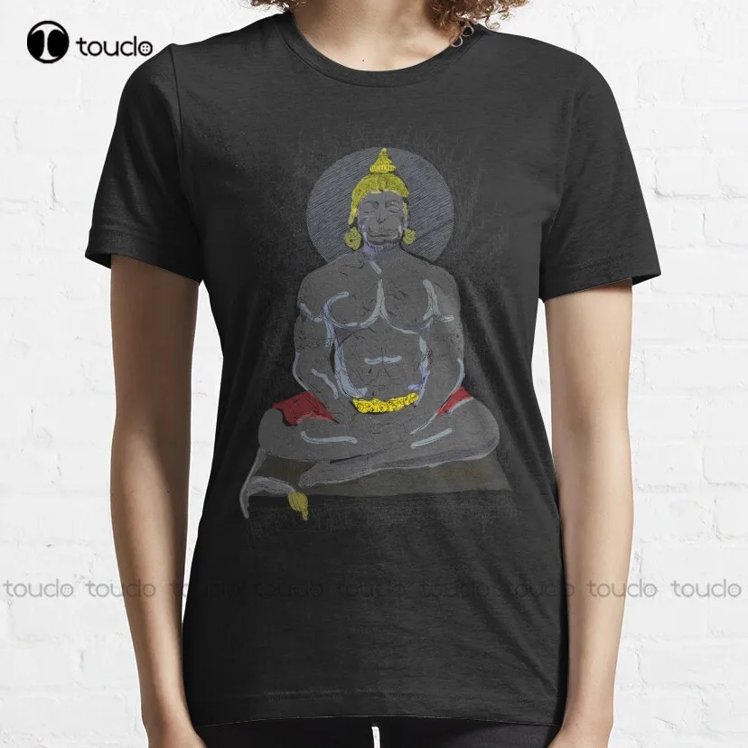 Lord Hanuman In Meditation T-Shirt | Lord Hanuman In Meditation Poster  T-Shirt Goth Shirt Harajuku Streetwear Breathable Cotton