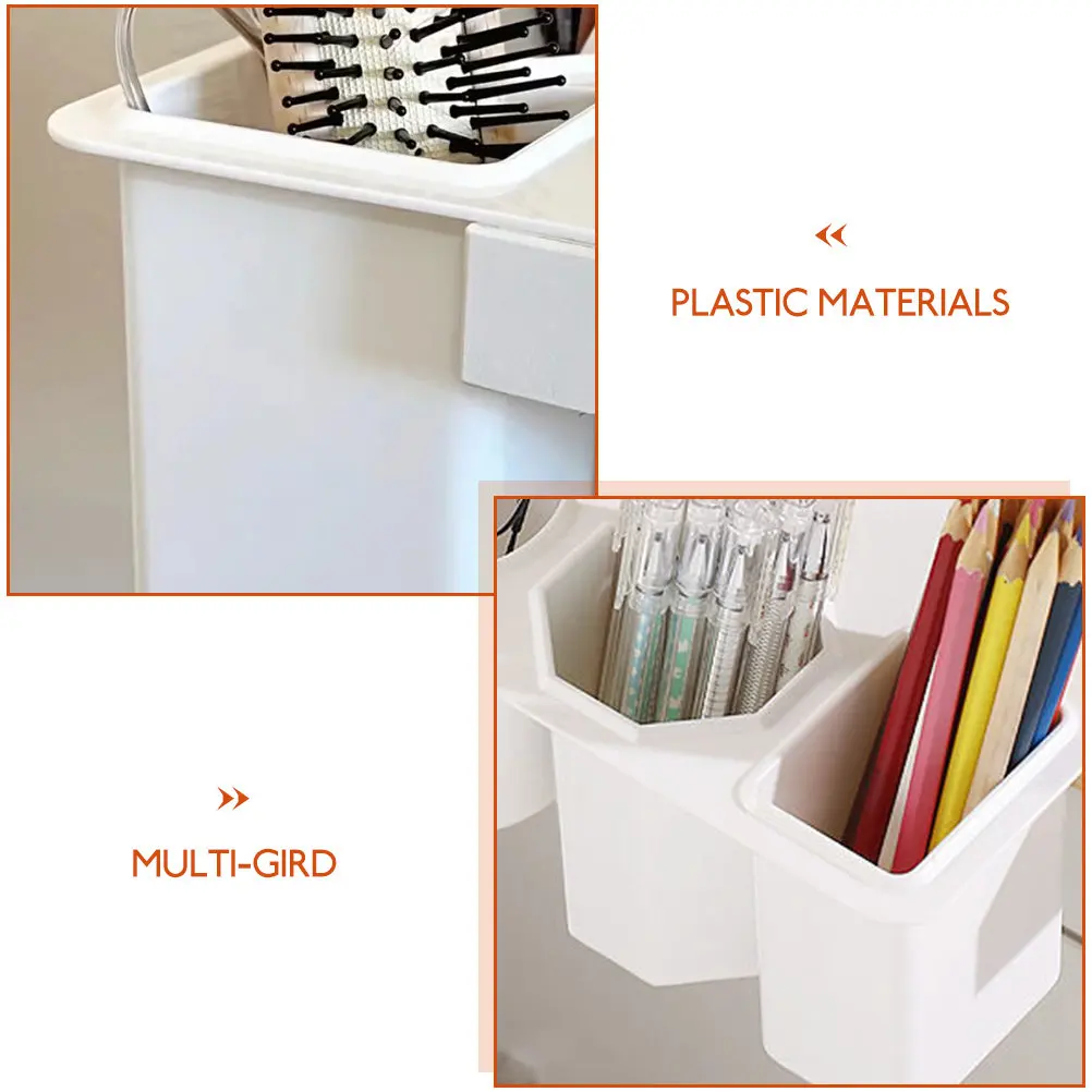 2Pcs Plastic Desktop Organizer with 3 Slotted Compartments Stationery Box Pen Pencil Holder Organizer Office Desk