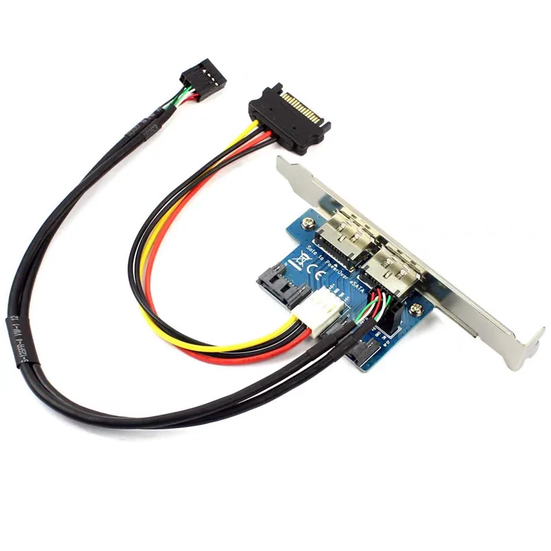Dwuportowa karta rozszerzeń SATA do eSATAp Power Over eSATA, płyta główna 2 x ekspander SATA i USB 2.0 z pokrywą gniazda PCI — zdjęcie produktu 3