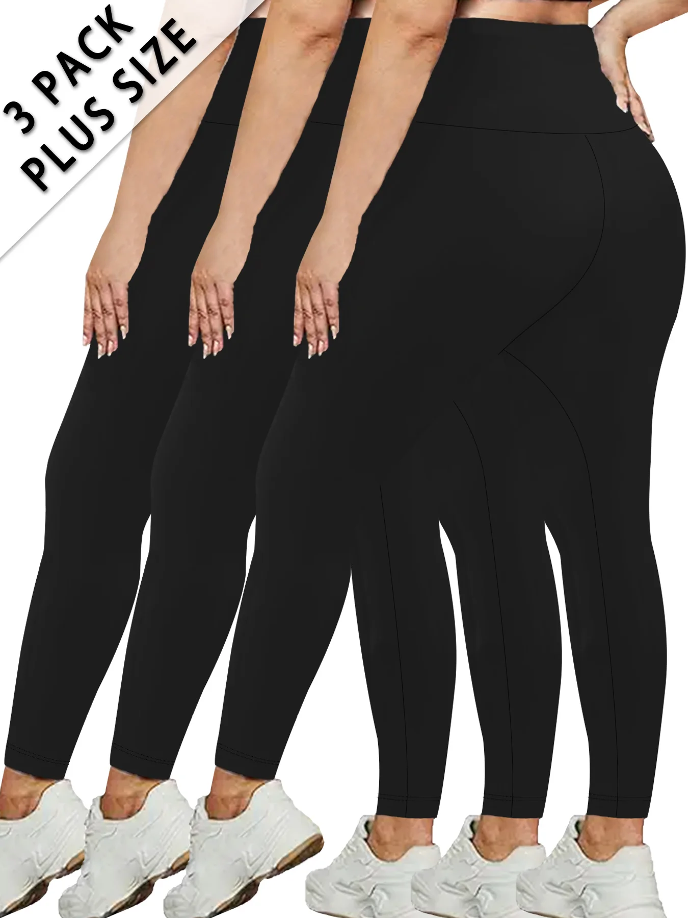 

3 упаковки женских супермягких леггинсов больших размеров с высокой талией для контроля живота, тренировок, йоги, бега, спортивных леггинсов с эффектом пуш-ап для спортзала