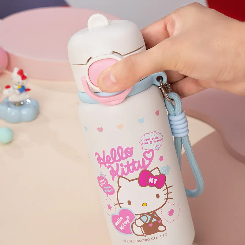 X&W Sanrio Kids Insulated Cup 316 Stainless Steel Kuromi Straw Cup Dual Drinking Mug Portable Thermal Tumbler Student School Use