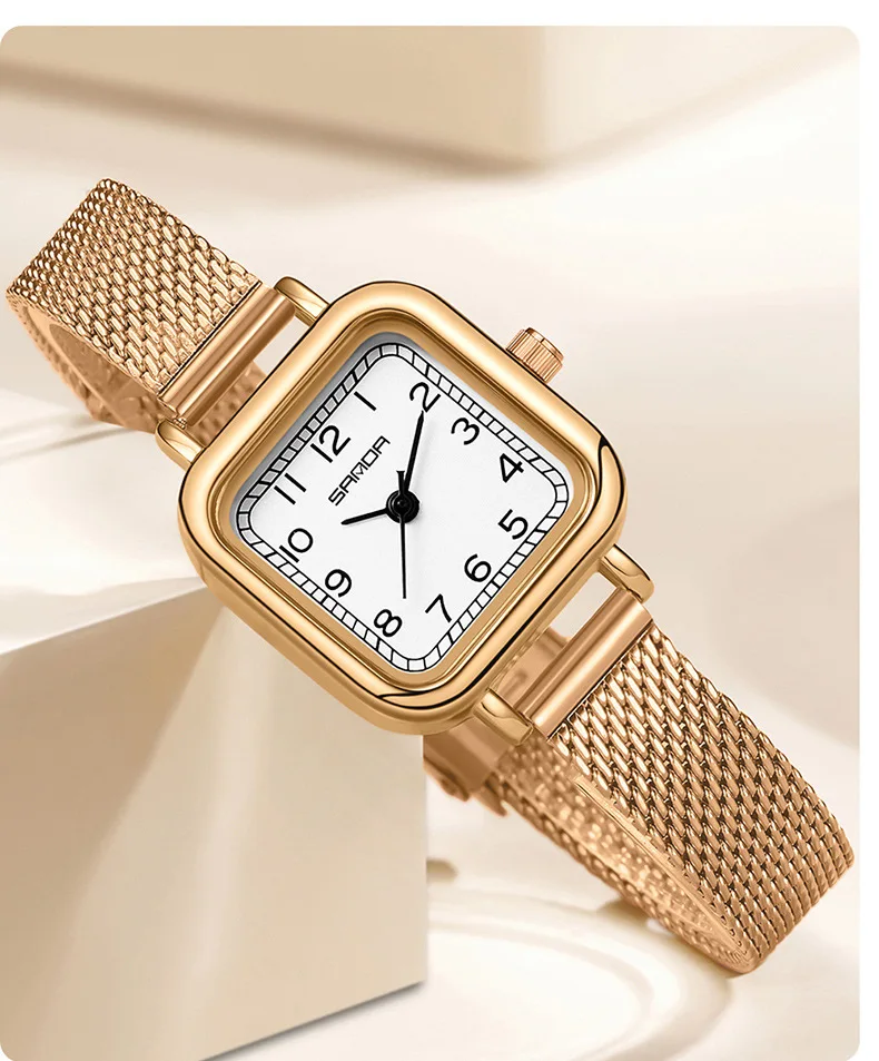 Fashion Sanda Top Brand P1120 New Ladies Elegant Design Square Dial Waterproof Quartz Movement Business Women Analog Wrist Watch