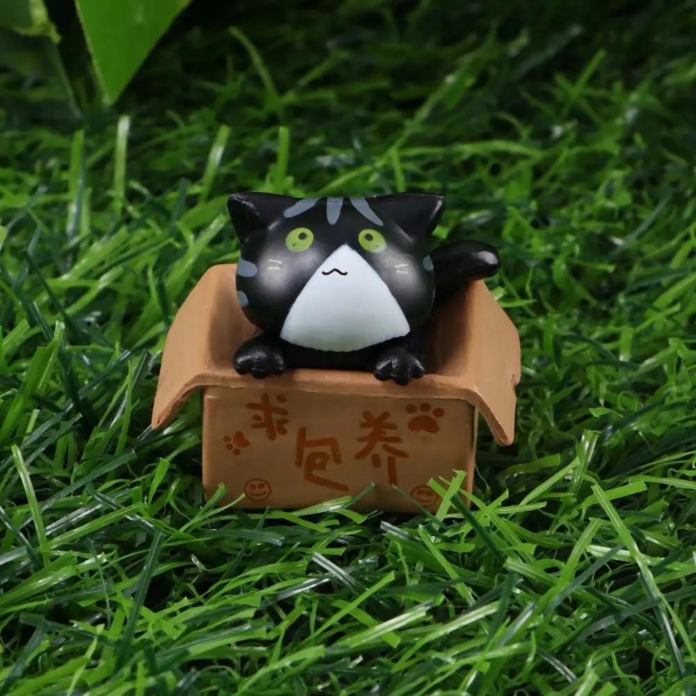 

Cute Garden Decoration Crafts PVC Ornament Kitten Kitty Model Car Figurine Poor Box Cat Small Statue