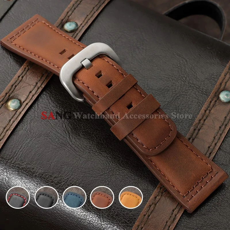 28mm Vintage Leather Watchband Calfskin Watches Bracelet Smartwatch Straps for Seiko for Rolex Universal Business Men Women belt