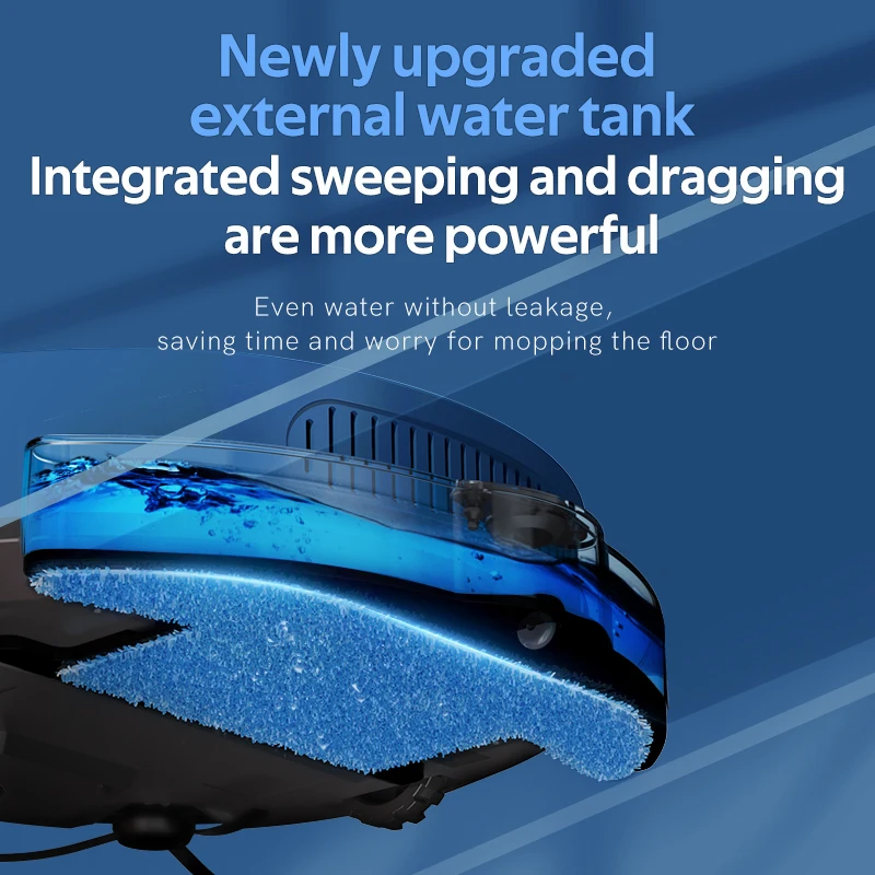 مكنسة كهربائية روبوتية، كنس وتطهير ذكي مدمج مع خزان المياه، وتخطيط طريق التطبيق، وهدية الأجهزة المنزلية
