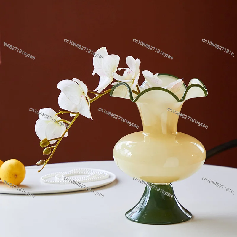 Medieval Fenton Glazed Vase French Light Luxury Hydroponics Flower Ornament for Living Room Home Decor
