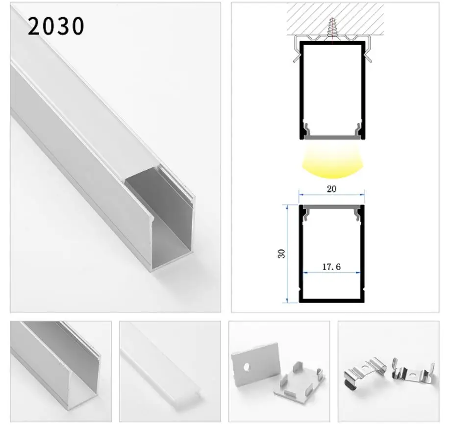 2M/PCS  Factory Aluminum Profile Led Strip Light Surface Mount Aluminum U Channel Tube For Led Strip