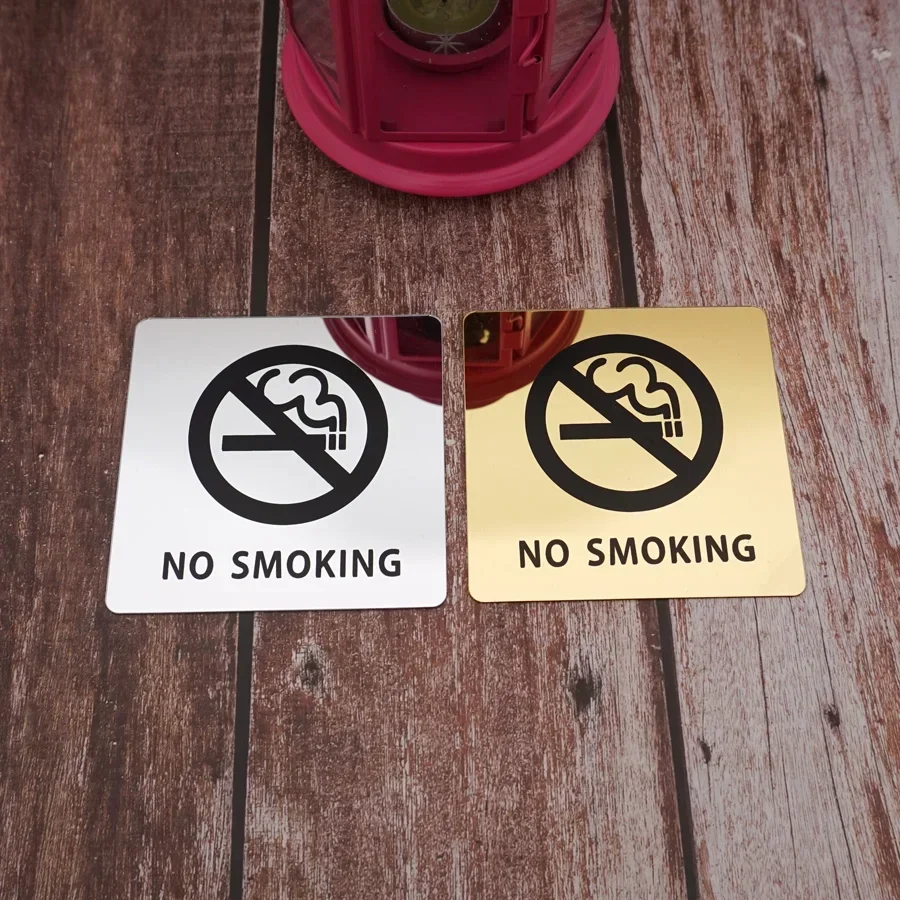 10cm Acrylic No Smoking Warning Sign Logo Not Smoke Mark Glue Sticker for Restaurant Public Places Inner Room Indoor Home Decor