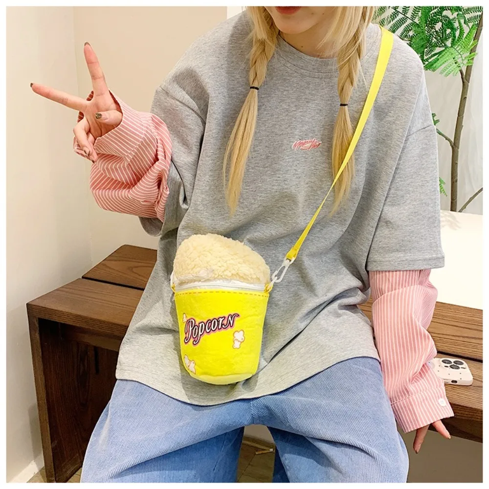 Cute Vintage Popcorn Bucket Bag Portable Casual Small Popcorn Sling Bag Adjustable Strap Versatile Coin Purse image 4
