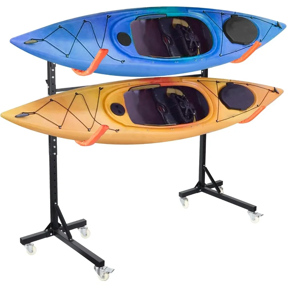 Freestanding Kayak Storage Rack 2 Kayaks for Outdoor Storage, Kayak Stand Heavy Duty Storage, Canoes, SUP and Surfboards