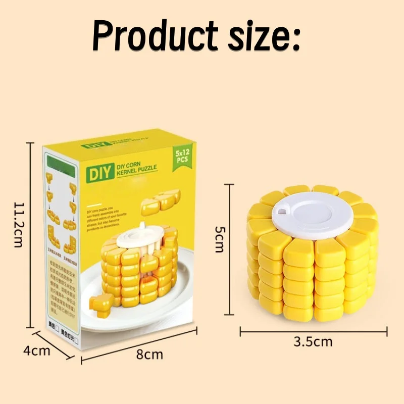 Mini llavero de cubo de maíz AB moldeado por inyección creativo multifuncional, colgante para aliviar el estrés, rompecabezas, Tetris, juguete para regalo