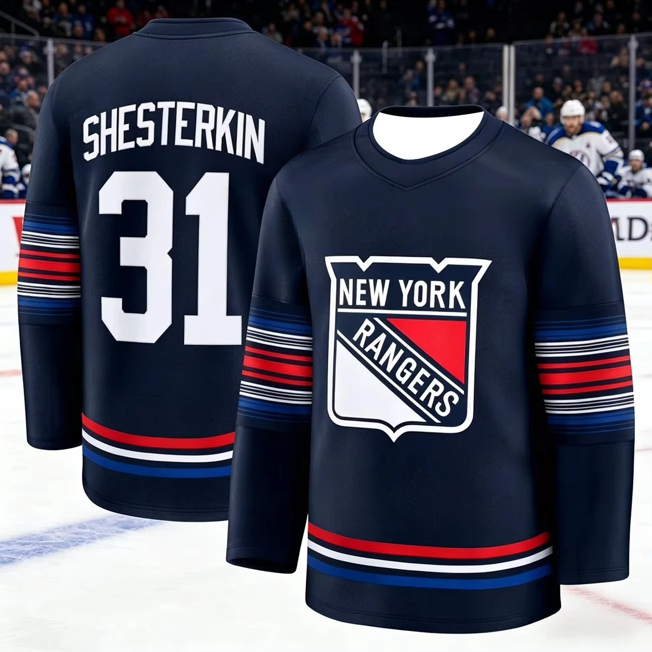 Men's New Ice Hockey Training Suit - Raptor 3D Print - Fast-Drying, Moisture-Wicking, Navy Blue Color - Long-Sleeved Top Kids