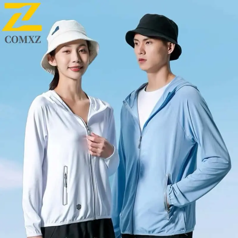 

2023 летняя новая мужская солнцезащитная куртка из ледяного шелка, быстросохнущая эластичная куртка UPF50 + с капюшоном, куртка для езды на велосипеде, рыбалки, кожаное пальто для пары